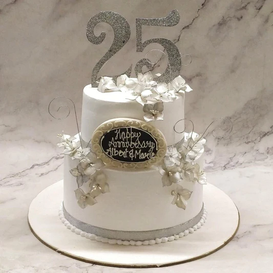 25th Anniversary Silver Cake