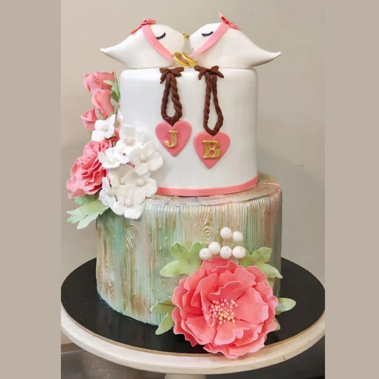 Lovebirds Engagement Cake